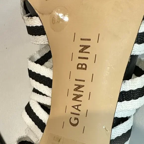 Gianni Bini Black Abrianna Gingham Lace Up Sandals 3.93” stiletto heels Size 6.5 - Picture 12 of 12
